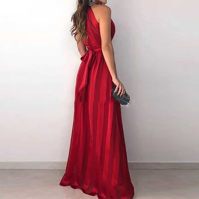 Vestido Longo Vermelho Casual em V®