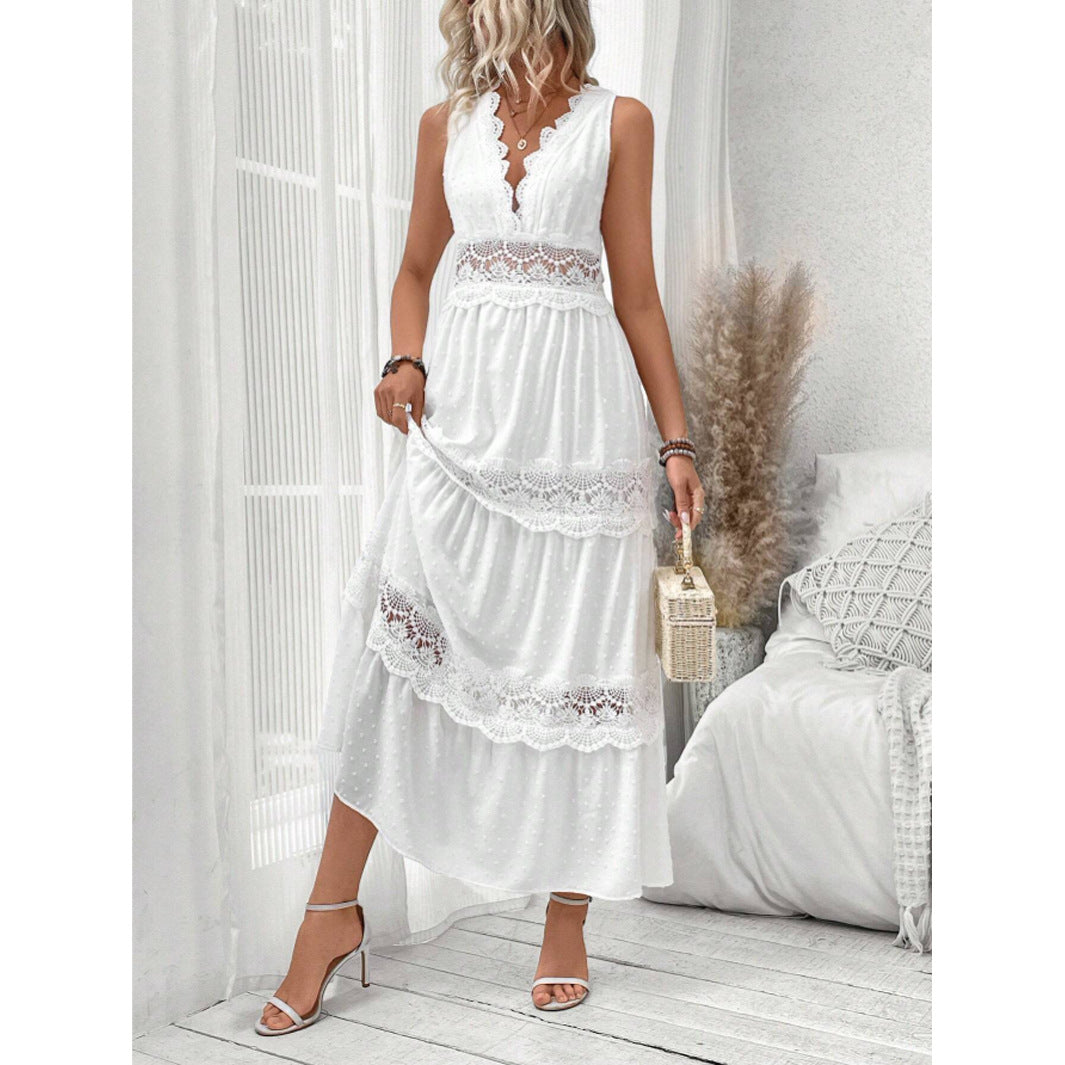 Vestido Longo Branco com Decote em V®