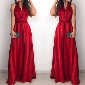Vestido Longo Vermelho Casual em V®