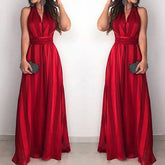 Vestido Longo Vermelho Casual em V®