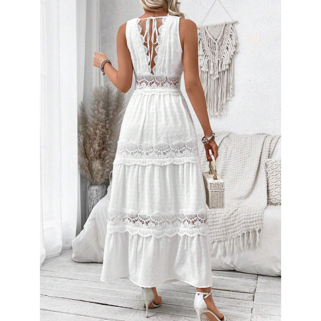 Vestido Longo Branco com Decote em V®