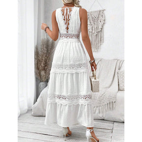 Vestido Longo Branco com Decote em V®
