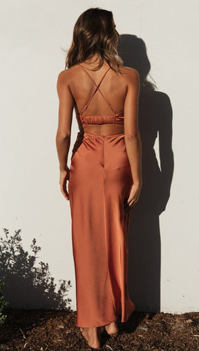 Vestido Longo De Seda Com Decote®